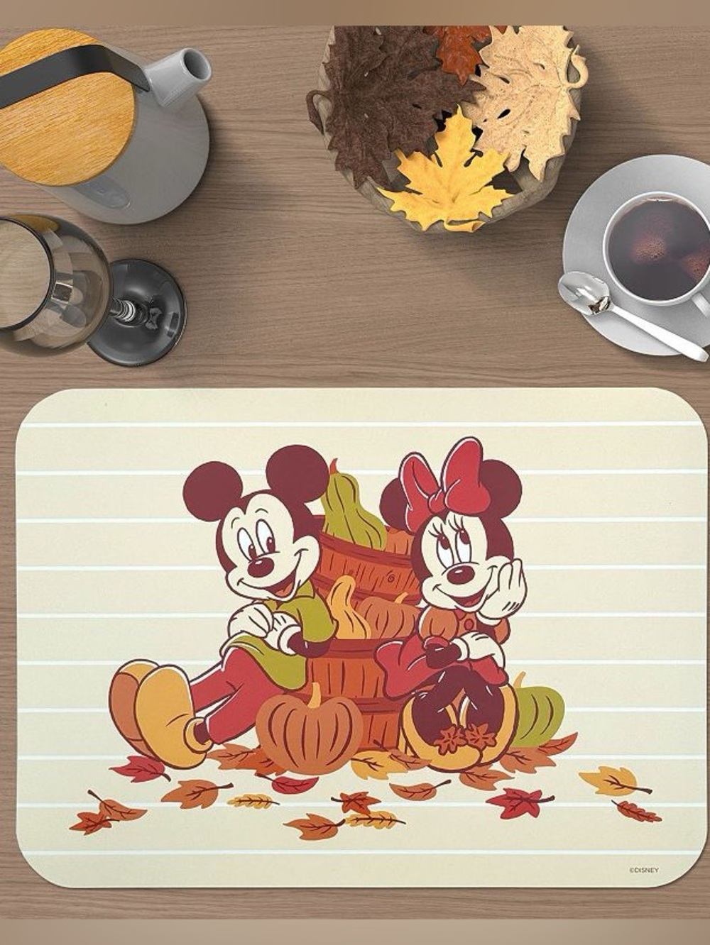 NWT Disney's Mickey and Minnie Rigid Placemats Celebrate Together™ Fall
